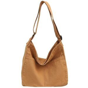 6969 Canvas Crossbody Bags with Zipper Pockets Tote Bag Work Brown Large